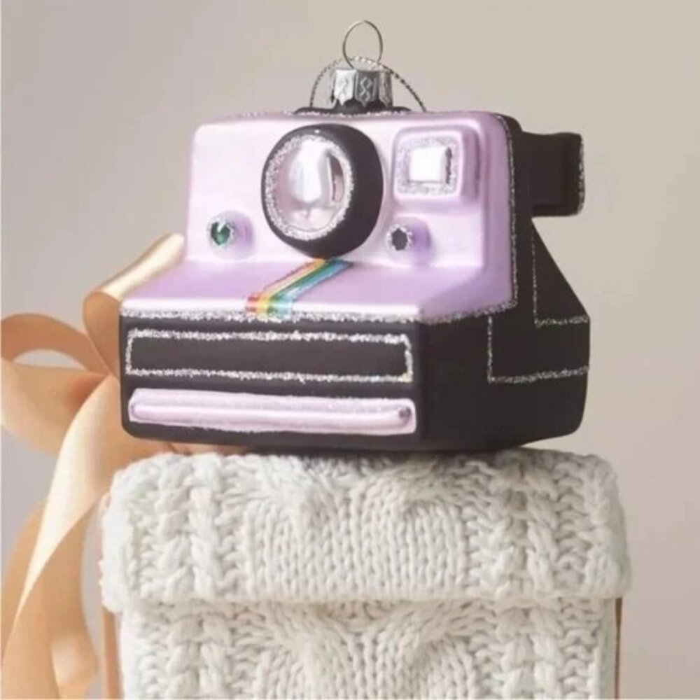 Anthropologie Glass Polaroid Camera Ornament NWT